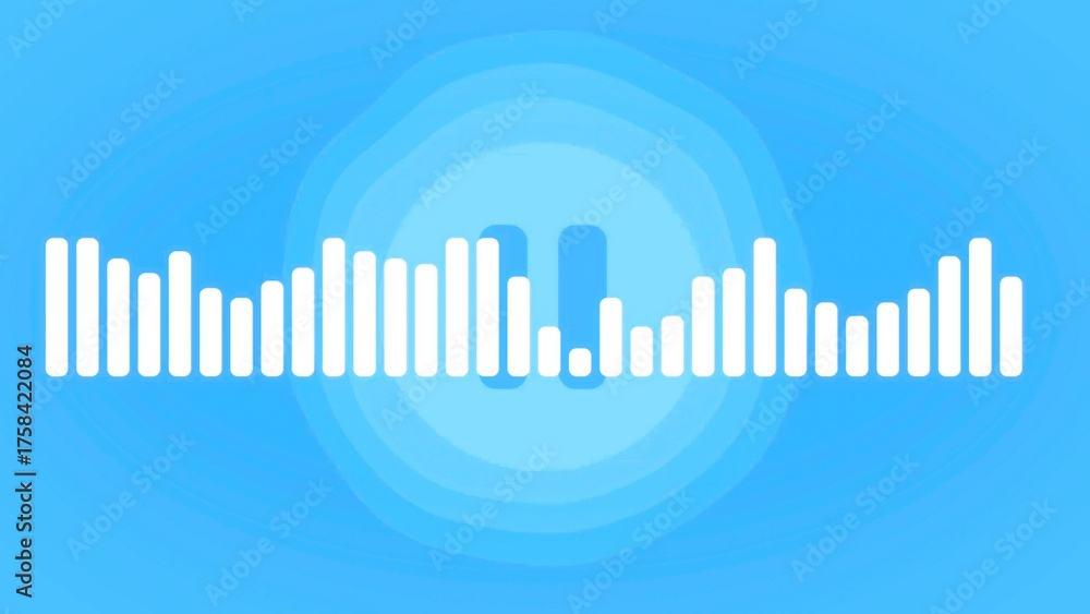 Fototapeta premium Audio equalizer displaying sound waves with a pause button