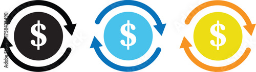 Money exchange icon symbol collection on white background