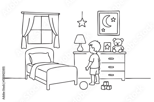 Children room interior sketch vector