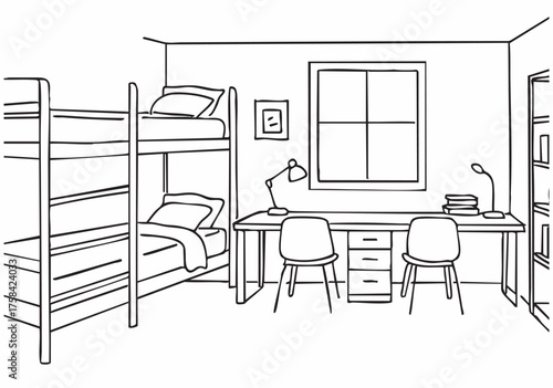 Children's room. Children's furniture. Bunk bed of a sketch style