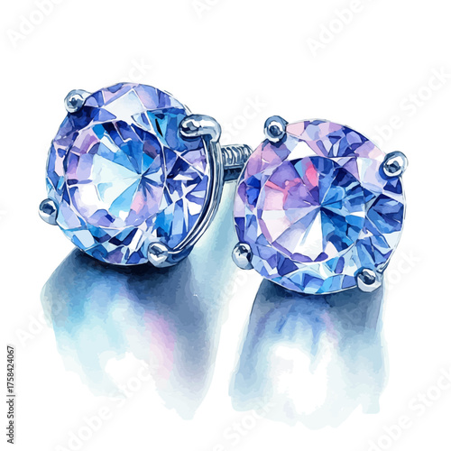 Tragus Stud, watercolor drawing vector, isolated on a white background.