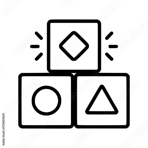 Geometric blocks with circle, triangle, and diamond shapes offer visual learning playfulness