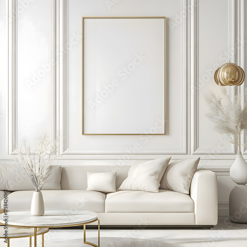 Modern Living Room Wall Frame Mockup