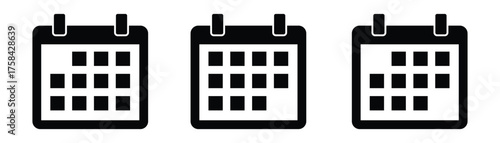 Date calendar icon set collection. Calendar symbol, day, date, Monthly Planner and Date Management. Vector illustration.