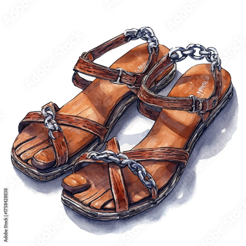 watercolor of Toe Chain Jewelry, vector, isolated on a white background.