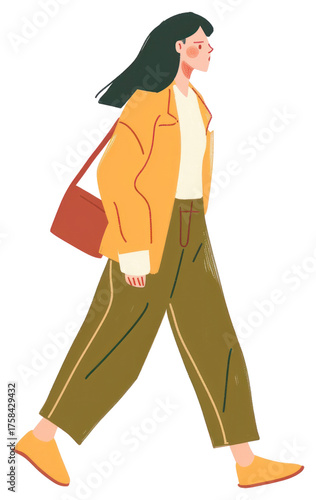 Stylish woman walking illustration