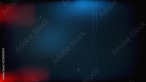Photos Dark abstract background with heavy vintage film grain, red and blue light leaks, dust, and scratches