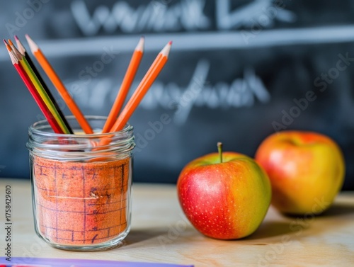 Back to School Still Life with Apples and Pencils