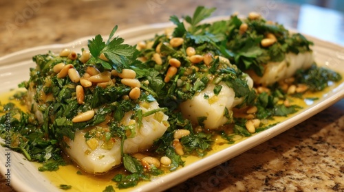 Baked Cod with Parsley and Pine Nuts