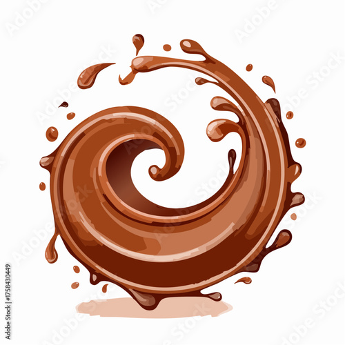Hot chocolate splash in spiral shape with clipping path