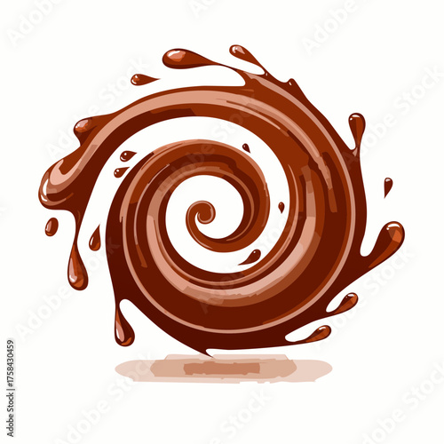 Hot chocolate splash in spiral shape with clipping path