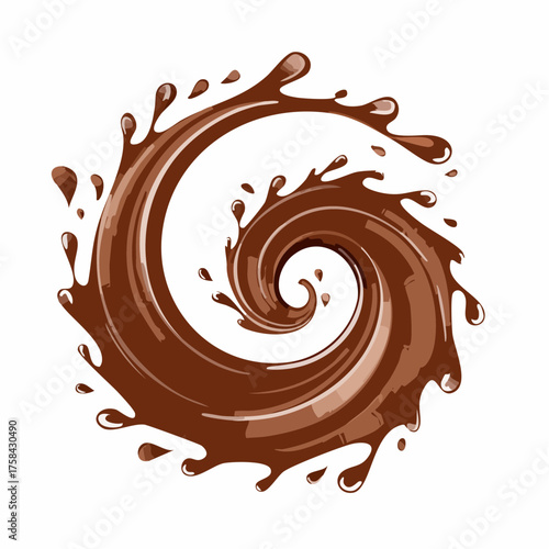 Hot chocolate splash in spiral shape with clipping path