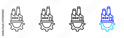 Lean Manufacturing Icon Set Collection in Creative Outline Style for Industrial Engineering Business Featuring Multiple Thickness Variations and Modern Vector Design