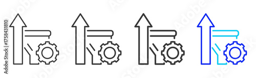 Process Optimization Icon Set Collection in Creative Outline Style for Industrial Engineering Business Featuring Multiple Thickness Variations and Modern Vector Design