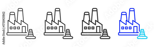 Operational Restriction Icon Set Collection in Creative Outline Style for Industrial Engineering Business Featuring Multiple Thickness Variations and Modern Vector Design
