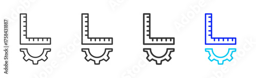 Precision Engineering Icon Set Collection in Creative Outline Style for Industrial Engineering Business Featuring Multiple Thickness Variations and Modern Vector Design