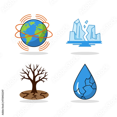 Illustrative depiction of climate change impacts, including global warming and environmental degradation.