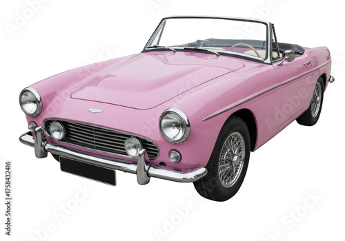 Fotografía Isolated pink convertible car model with classic design, antique transportation