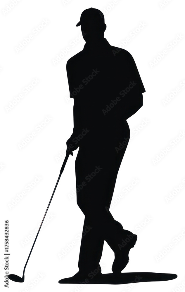 Fototapeta premium PNG Silhouette golfer holding golf club
