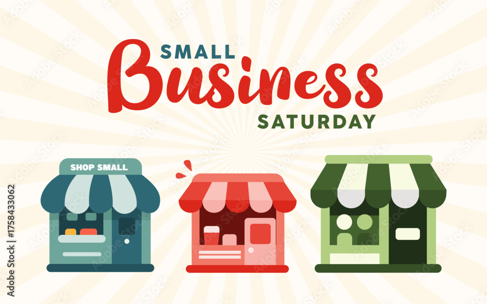 Obraz premium Small Business Saturday background or banner design template 2025 is observed every year in November. Holiday concept. Great for cards, posters, placards, templates.