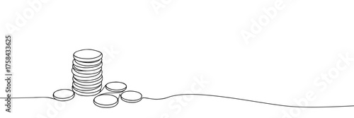Minimalist coins line drawing. Vector illustration