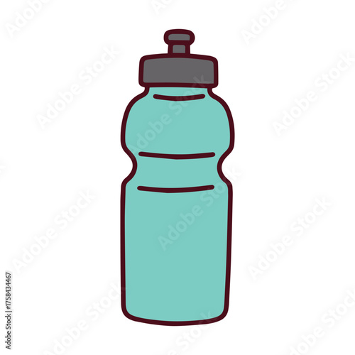 A reusable turquoise sports bottle for staying hydrated. This item is essential for any physical activity, representing health, wellness, and eco-friendly habits during workouts, hiking, or running.