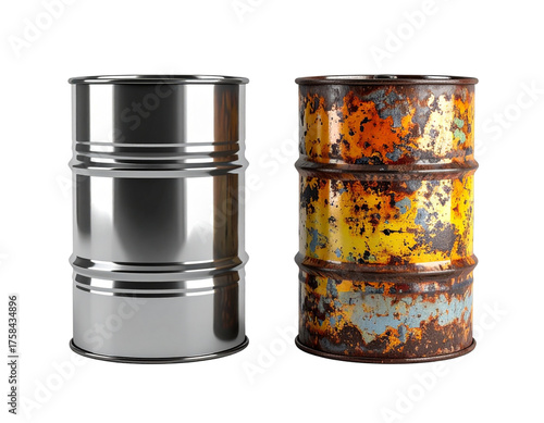  Metal Barrel Pair Collection, isolated on transparent background