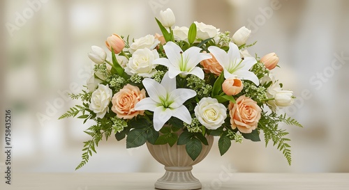 Wallpaper Mural Elegant floral arrangement featuring lilies roses and tulips displayed in vase Torontodigital.ca