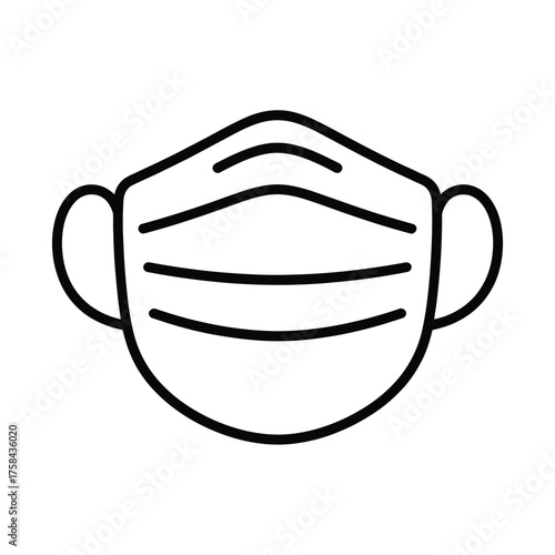 Simple black and white line drawing medical face mask vector illustration scalable eps icon silhouette