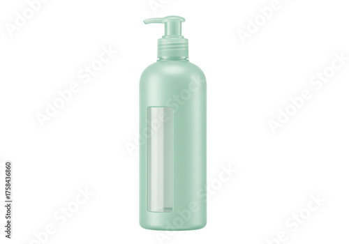 Isolated light-green bottle with dispenser for lotion, cream, shampoo or conditioner stock image