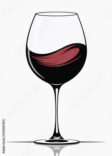Elegant red wine glass illustration vector scalable eps icon beverage drink silhouette