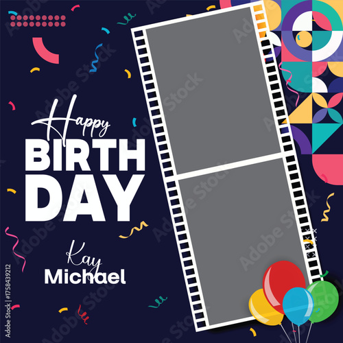 birthday card for social medial design template