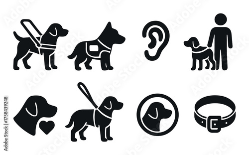 Guide dog symbols and icons for accessibility awareness