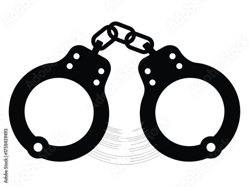 Minimalist black and white handcuffs vector illustration for crime and justice concepts silhouette