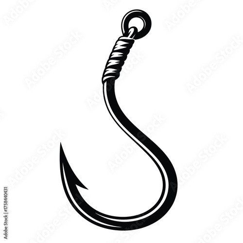 Scalable vector illustration of a fishing hook for fishing and angling projects silhouette