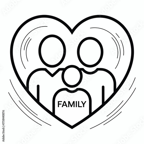 Minimalist line art family heart illustration vector graphic scalable eps icon silhouette