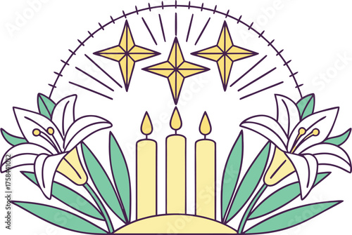 Feast of the Immaculate Conception Portugal Illustration Set. Immaculate Conception Day Religious Artwork. Portugal Catholic Holiday Design Collection. Immaculate Conception Celebration Artwork