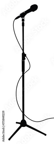 Microphone silhouette on stand vector illustration eps scalable icon for music and recording silhouette