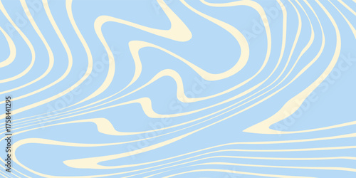 Abstract horizontal background with colorful waves. Trendy vector illustration in style retro 60s, 70s. Pastel colors