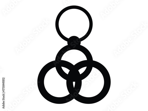 Minimalist interlocking rings symbol vector graphic for declarative eps design silhouette