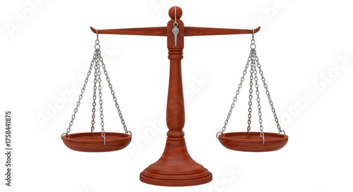 Isolated Scales of Justice, vintage balance scale symbol of law and fairness, impartiality