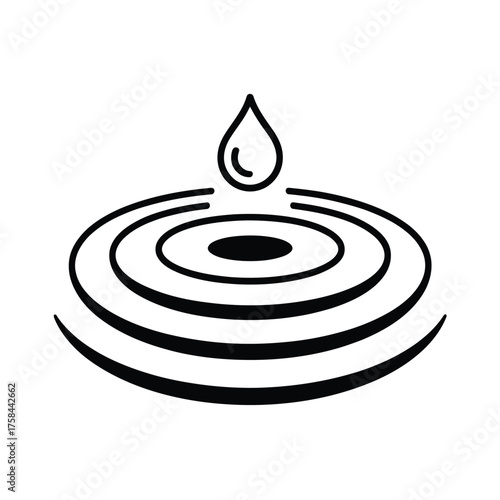 Minimalist line art water drop ripples vector illustration scalable eps icon silhouette