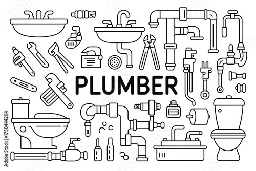 Plumber services vector illustration scalable line art eps icon for commercial use silhouette