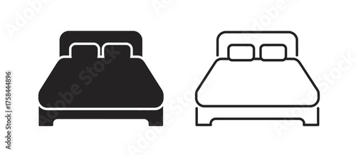 Minimalist bed icon vector illustration scalable eps two styles silhouette