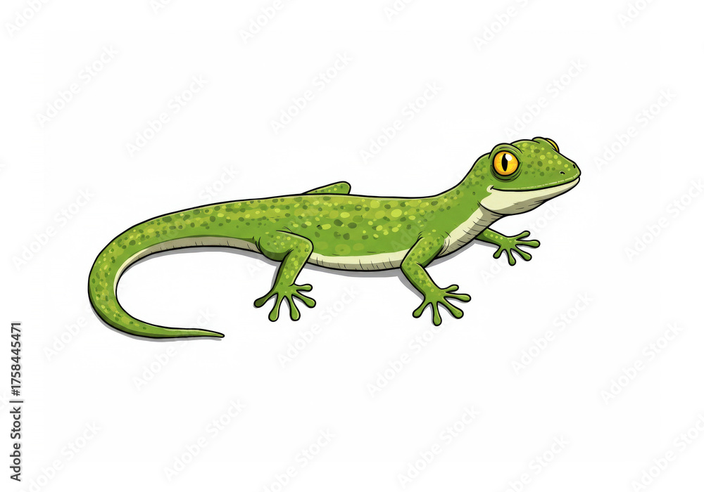 Fototapeta premium Cartoon lizard on a white background