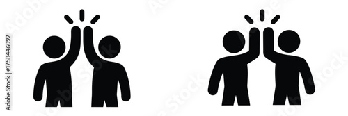 Two person high five icon vector graphic scalable eps illustration for teamwork and celebration silhouette