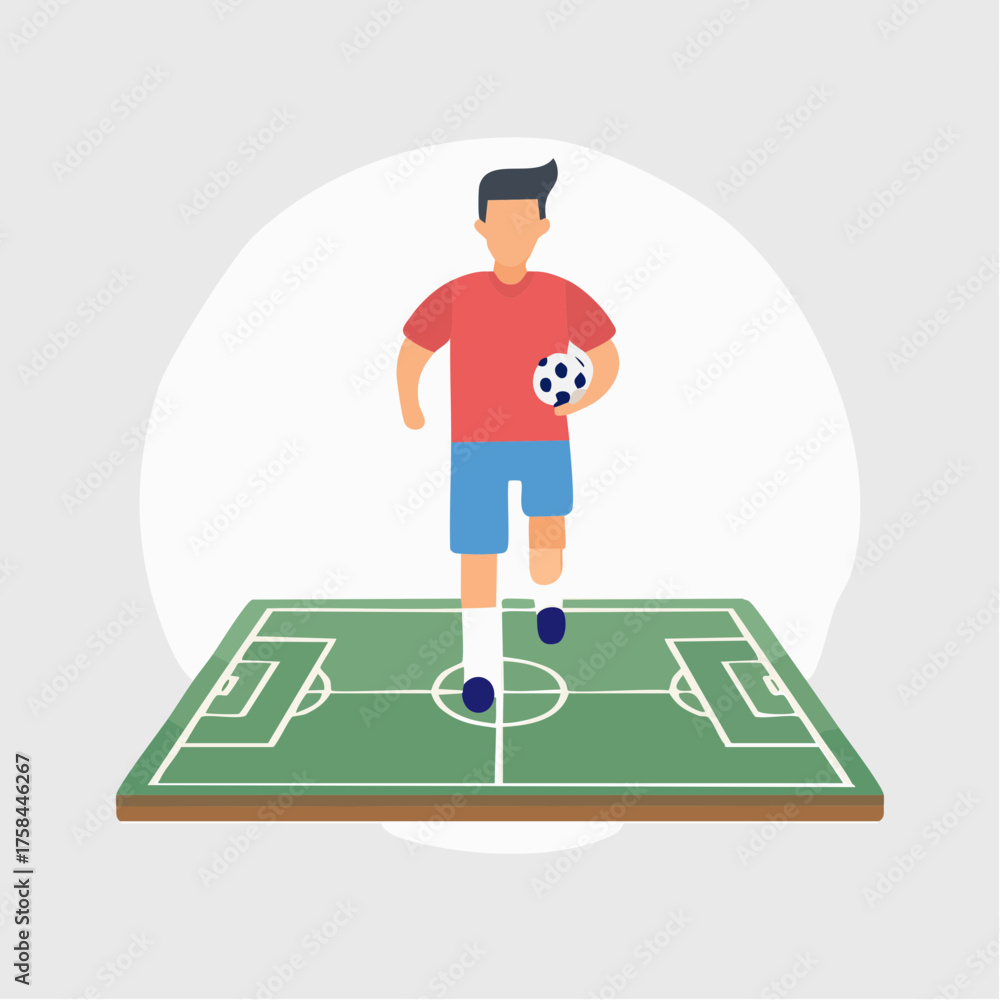 Fototapeta premium Soccer player with ball on the green field.