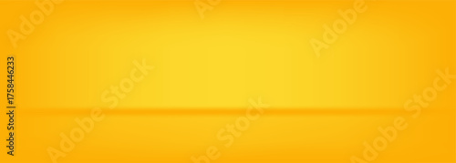 Yellow background abstract with Gradient in empty room studio, Yellow empty room studio gradient used for background.