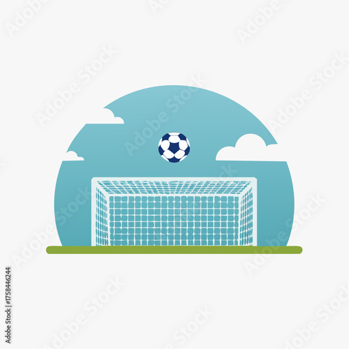 Soccer Ball Aiming for Goal in a Green Field.