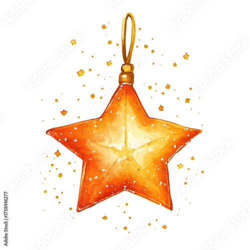 Star Pendant, watercolor illustration vector, isolated on a white background.
